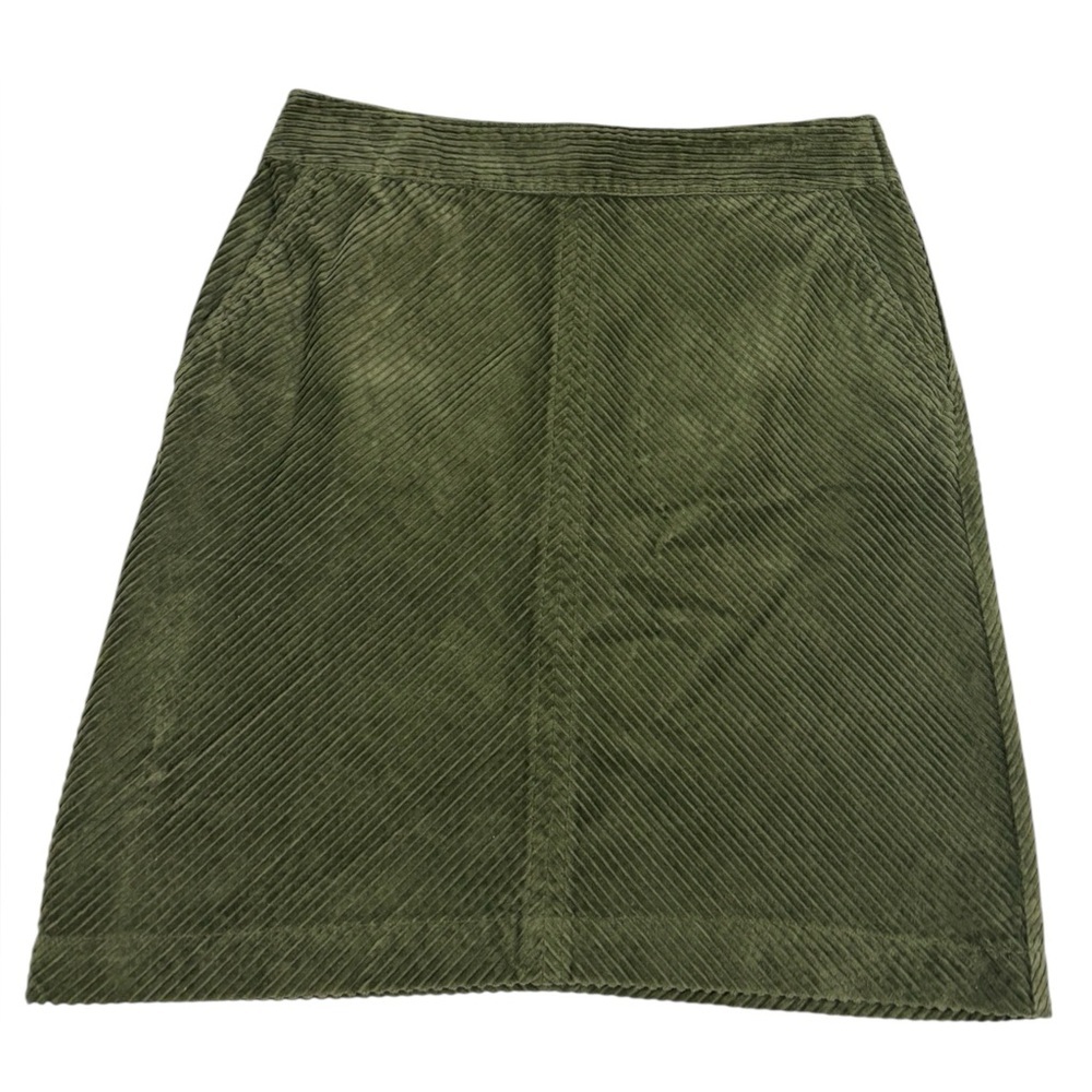 NWT Talbots Womens Corduroy Skirt Size 8 Green Knee Length Office Modest Pockets